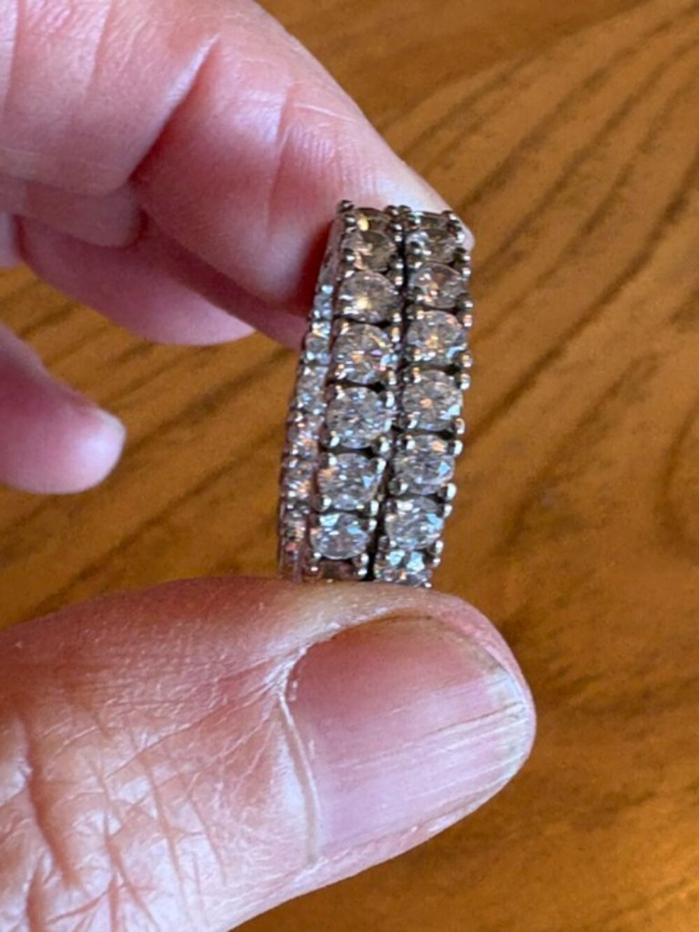 Sterling silver (marked 925) hoop earrings with 16 white Cubic Zirconia Gemstone - Picture 5 of 12